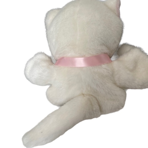 Teddy bear plush puppet, white with black eyes and pink ears, 13 inches tall. - Picture 5 of 6